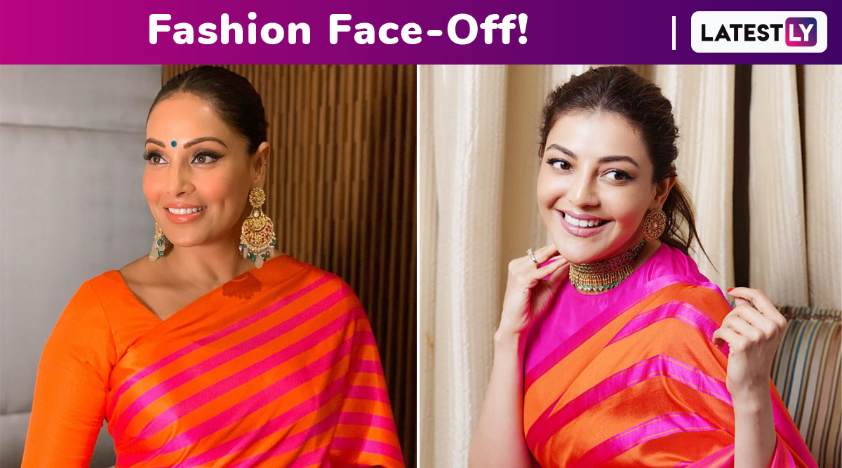 Fashion Face-Off: Kajal Aggarwal or Bipasha Basu? Whose Raw Mango Striped  Saree Chicness Was Better? | ðŸ‘— LatestLY
