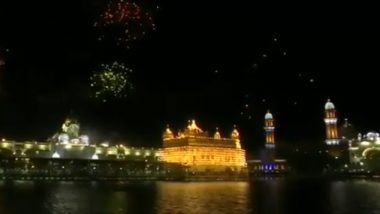 Guru Granth Sahib Parkash Purab 2020: Fireworks Take Place at Golden Temple in Amritsar (Watch Video)