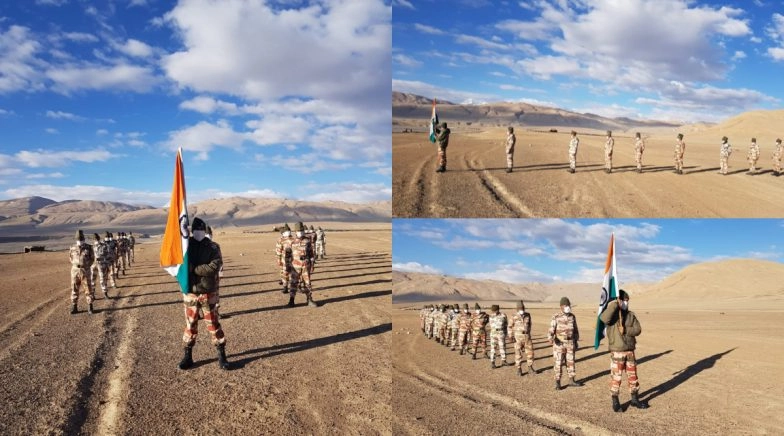 ITBP Jawans Hoist National Flag at Altitude of 17,000 Feet in Ladakh on I-Day, View Pics