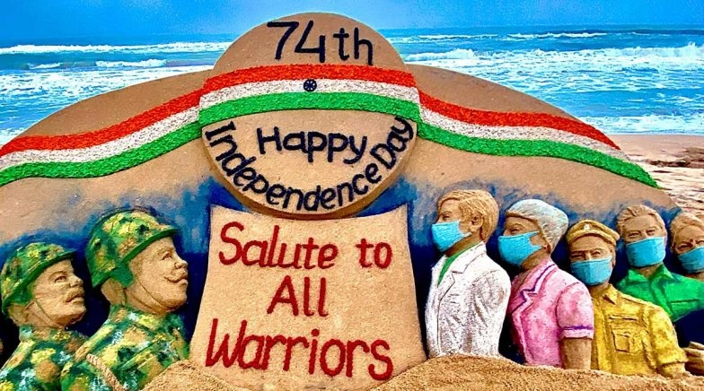 Sudarsan Pattnaik Creates Beautiful Artwork Saluting COVID-19 Warriors on Independence Day 2020