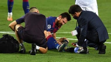 Lionel Messi Injury Update: Barcelona Coach Quique Setien Confirms Argentine Star Took a ‘Fierce Knock’ on Left Leg During UCL 2019–20 Match Against Napoli