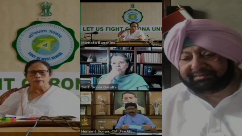NEET, JEE Exams 2020: Sonia Gandhi Holds Virtual Meet With CMs of 7 States, Mamata Banerjee, Captain Amarinder Singh Appeal State Govts to Move SC to Postpone Exams