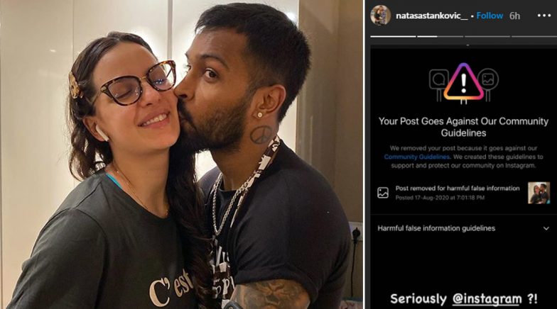 Natasa Shares Her ‘Disappointment’ As Instagram Removes Picture Of Hardik Kissing Her!
