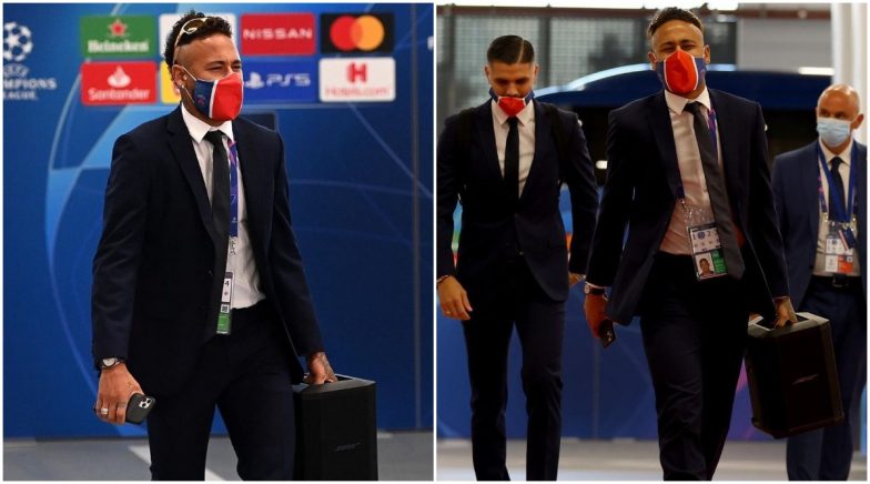 Watch: Neymar Arrives for UCL Final Carrying Big Music Box and Dancing On His Way to Dressing Room