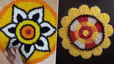 Onam 2020 Simple Pookalam Designs With Flowers: Latest Beautiful Rangoli Drawing And Floral Pattern Images to Prepare For Kerala's Festival (Watch Videos)