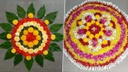 Onam 2020 Easy Pookalam Photos: Latest DIY Pookalam Drawing With Beautiful Flowers to Celebrate Kerala's Harvest Festival (Watch Videos)