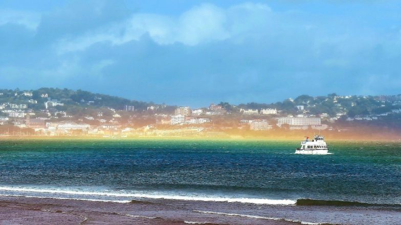 Rare Flat Rainbow Spotted Borough of Torbay on Devon Coast After Storm Francis, Stunning Pictures Go Viral