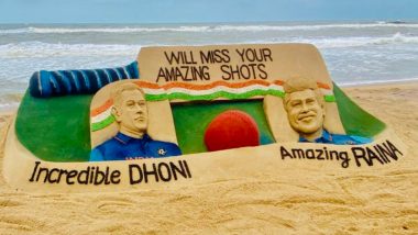 'Incredible Dhoni, Amazing Raina' Sudarsan Pattnaik Pays Tribute to MS Dhoni and Suresh Raina With his Sand Art (View Post)