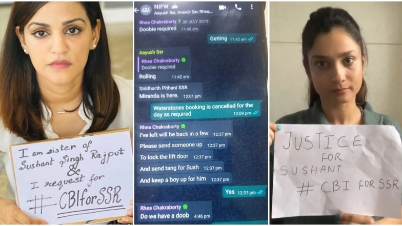 Sushant Singh Rajput Death Case: SSR's Sister Shweta Singh Kirti Produces Chats Of Rhea Chakraborty Asking For 'Doobie', Ankita Lokhande Reacts 'Shocked' (View Tweets)