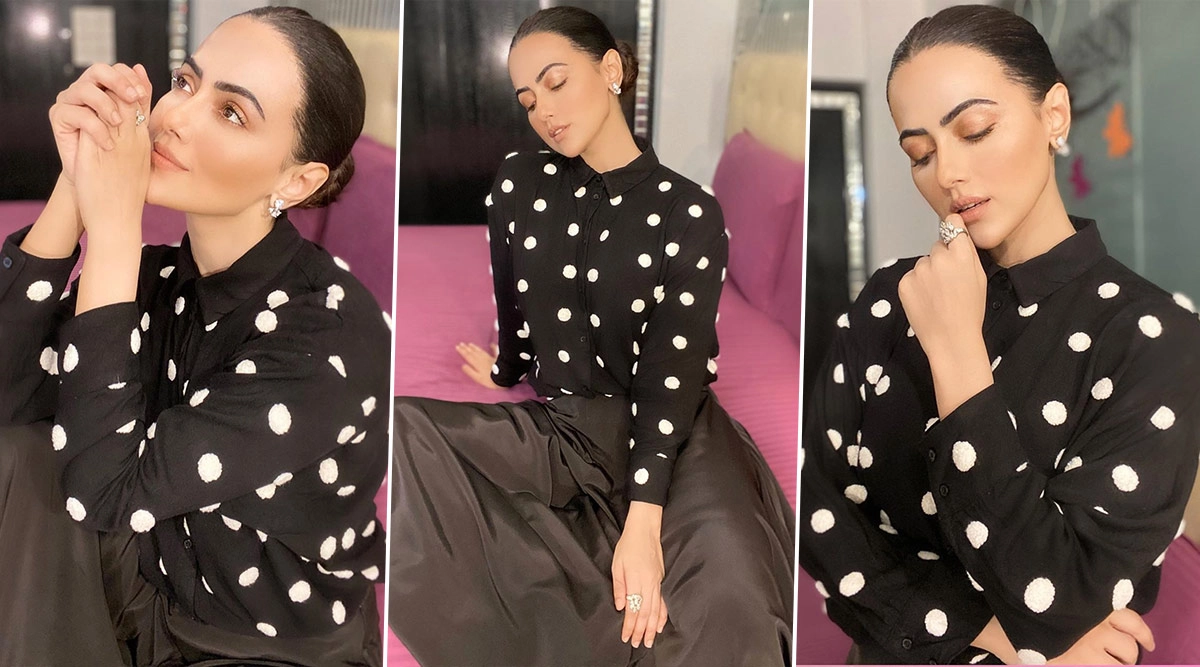Sana Khan is Polka Dot Chic