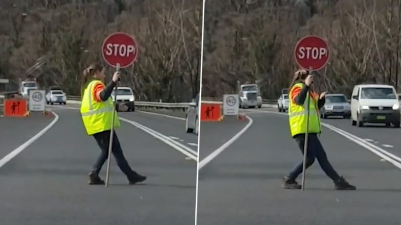 Australian Traffic Controller Dancing While Managing Vehicles on Highway Will Remind You of Moonwalking Traffic Police Officer From Indore (Watch Viral Videos)