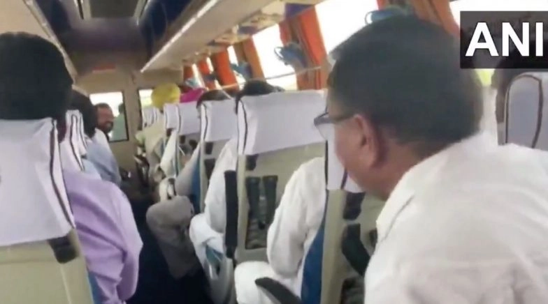 Congress MLAs Staying at Suryagarh Hotel in Jaisalmer Sing Songs on Bus Enroute to Airport