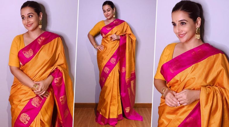 Vidya Balan Dazzles With Another Saree Gem, a Checkered Kanjeevaram Personifying Timeless Elegance!