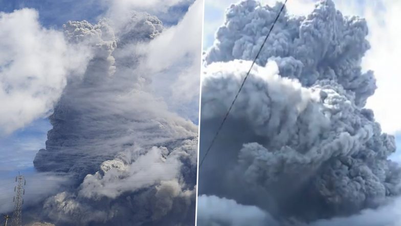 Mount Sinabung Volcano Erupts in Indonesia; Check Pics and Videos of Volcanic Ash Forming Massive Clouds and Darkness in the Sumatran Island Region