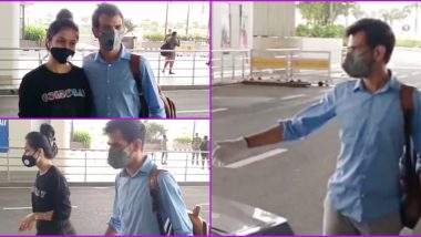 Yuzvendra Chahal, Dhanashree Verma Spotted Together for the First Time After Their Engagement; Fiancee Drops RCB Bowler at Mumbai Airport (Watch Video)