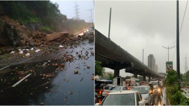 Mumbai Rains: Overnight Rainfall Leads to Waterlogging and Landslides, Local Train Services And Road Traffic Badly Hit (Watch Video)