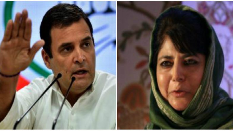 Rahul Gandhi Seeks Mehbooba Mufti's Release, Tweets 'India’s Democracy is Damaged When GOI Illegally Detains Political Leaders'