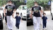 On Daddy Duty! Saif Ali Khan and Taimur Enjoy a Stroll in the City But Not Without their Masks (View Pics)