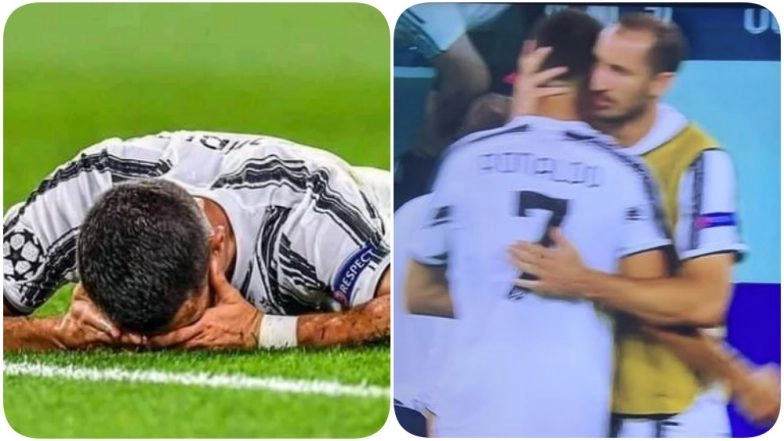 Cristiano Ronaldo Bursts Into Tears After Lyon Knock Juventus Out of Champions League 2019-20, CR7 Comforted by Teammate Giorgio Chiellini (See Pic)