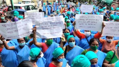 West Bengal: Contractual Health Workers Protest in Siliguri Demanding Immediate Release of Their Delayed Salaries, Honorarium Announced by State Govt