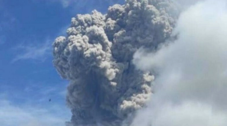 Volcanic Mount Sinabung Erupted in Indonesia's North Sumatra Province