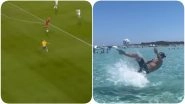 Zlatan Ibrahimovic Trolls England As he Recreates His Famous 2012 Overhead Kick In the Sea, Says &lsquo;God Save The Queen&rsquo; (Watch Video)