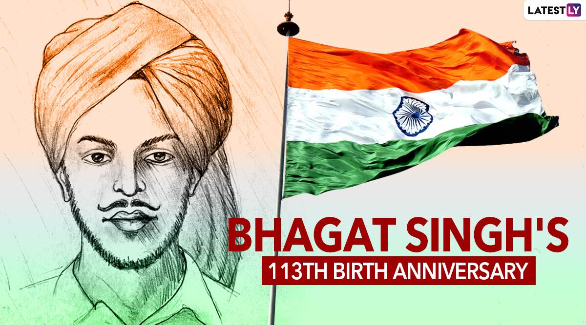 bhagat singh original photo with indian flag