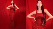 Yo or Hell No? Nora Fatehi's Shimmery Red Dress by Yousef Aljasmi