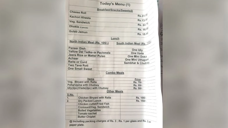 Parliament Menu For Monsoon Session 2020: No Cooking in Parliament, Only Packed Food to Be Served; Here's List of Food Items And Their Prices For MPs