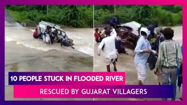 Gujarat Villagers Rescue 10 People In Banaskantha From Jeep Stuck In Flooded River, Video Of The Brave Act Goes Viral