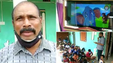 Ashok Lodhi, Chhattisgarh Teacher Nicknamed as ‘Cinema Wale Babu’ Conducts ‘Mohalla’ Classes for Students With TV & Speaker on His Motorcyle, See Pics of His Innovative Teaching Method