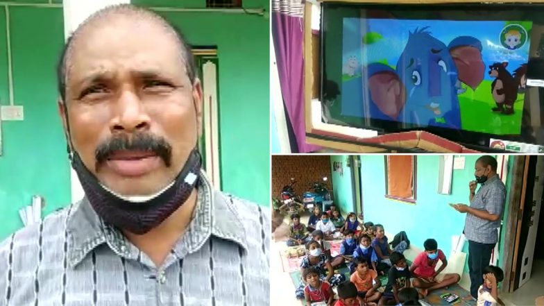 Ashok Lodhi, Chhattisgarh Teacher Nicknamed as ‘Cinema Wale Babu’ Conducts ‘Mohalla’ Classes for Students With TV & Speaker on His Motorcyle, See Pics of His Innovative Teaching Method