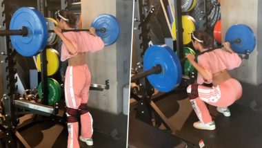 Disha Patani Celebrates 40 Million Instagram Followers by Weightlifting 60kg Ten Times and We Say Wow! (Watch Video)