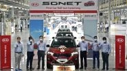 2020 Kia Sonet SUV To Be Launched in India on September 18; First Model Rolled Out From Anantpur Plant