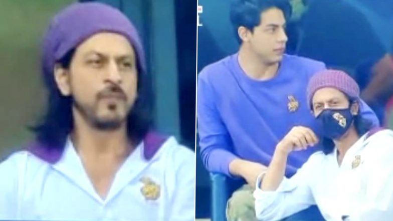 IPL 2020: Shah Rukh Khan and Aryan Khan Get Clicked as they Attend KKR vs RR Match in Dubai (View Pics)