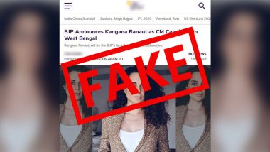 Kangana Ranaut Announced as BJP's West Bengal CM Candidate? Fake News Debunked