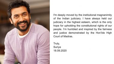 Suriya Thanks Madras High Court After 'Contempt of Court' Petition Against Him Over NEET Exams Comments Is Dismissed (View Post)