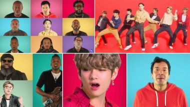 BTS Week Kickstarts With a 'Dynamite' Performance By the K-Pop Band Along With Jimmy Fallon and The Roots For Tonight Show (Watch Video)