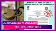 Lockdown In India To Be Reimposed From September 25? PIB Reveals The Truth Behind The Fake Post Quoting NDMA