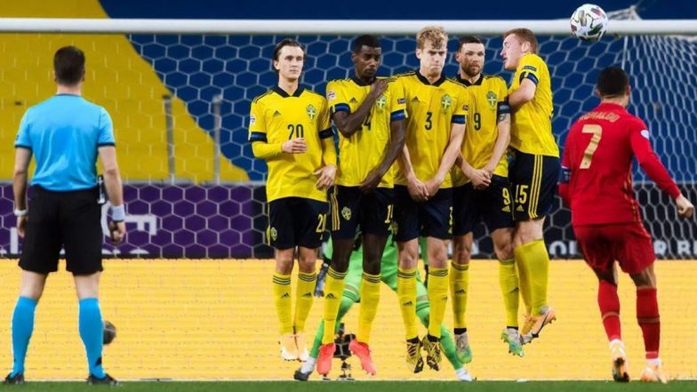 Cristiano Ronaldo Relives Record-Breaking Free-Kick vs Sweden, Says ‘What a Beautiful Way to Reach My Goal 100!’