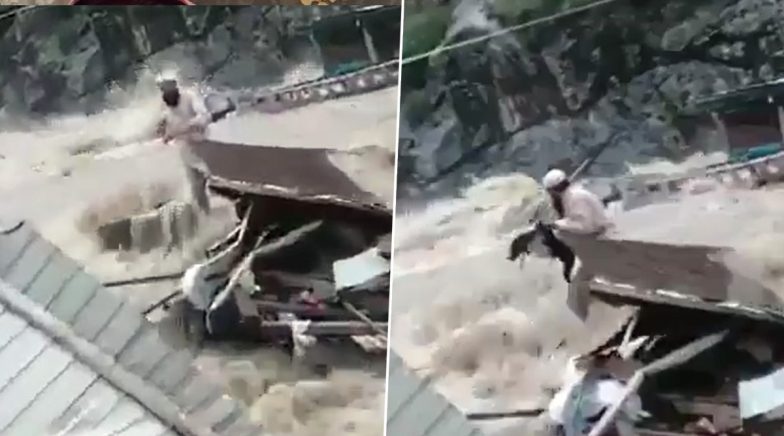 Swat Floods: Man Risks His Life to Rescue a Stray Dog Stuck in Heavy ...