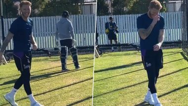 IPL 2020 Players’ Update: Ben Stokes Rattles Stumps as RR All-Rounder Resumes Training in Christchurch (Watch Video)