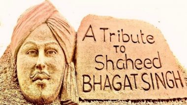 Bhagat Singh 113th Birth Anniversary: Sand Artist Sudarsan Pattnaik Pays Tribute to Indian Revolutionary on Puri Beach in Odisha