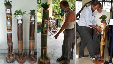 Innovative! Eco-Friendly Hand Sanitiser Dispensers Made With Bamboo Stems Damaged in Amphan Cyclone by AJC Bose Botanical Garden Staff in Kolkata Go Viral (Check Pics)