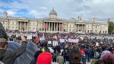 Anti-Lockdown Protest in London's Trafalgar Square, 16 Arrested, 9 Policemen Injured