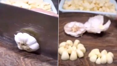 Real or Fake? Viral Video of Easy Garlic Peeling Hack Confuses Netizens Who Feel Its Too Simple to Be True
