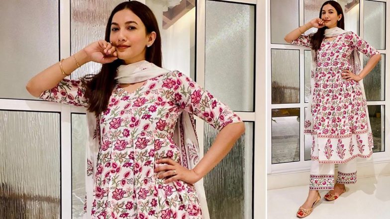 Gauahar Khan Is All Things Sweet and Graceful in a Floral Ethnic Suit!