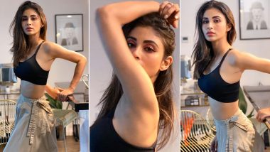 Mouni Roy Is Spiffing It Up in a Black Bralette and Beige Pants by Ayesha Depala!