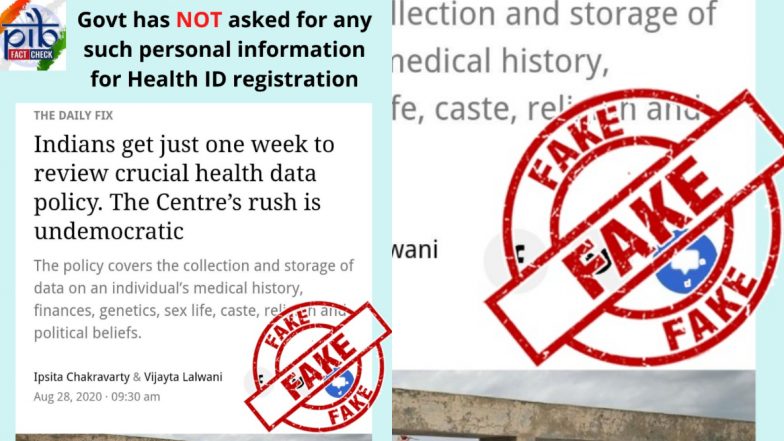 Narendra Modi Govt Asks for 'Sensitive Personal Data' From Individual for Registration of Health ID? PIB Debunks Fake News