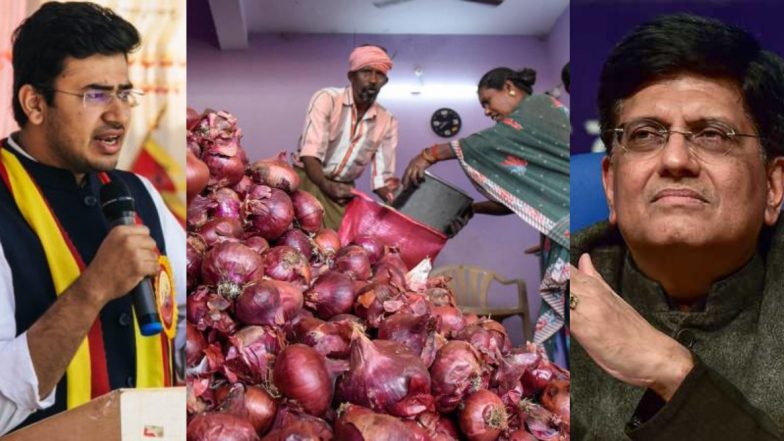 Onions Export Ban Row: BJP MP Tejasvi Surya Writes to Piyush Goyal, Seeks Exemption for 'Bangalore Rose' Bulbs from Banned List